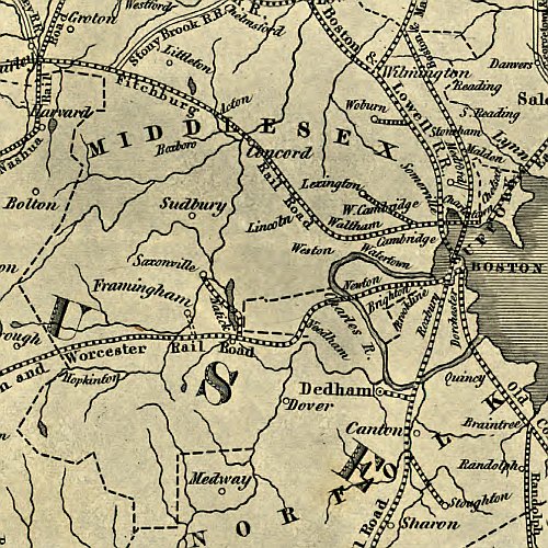 Massachusetts, CT, RI, and parts of NH &amp; NY by Archibald Kennedy, 1846