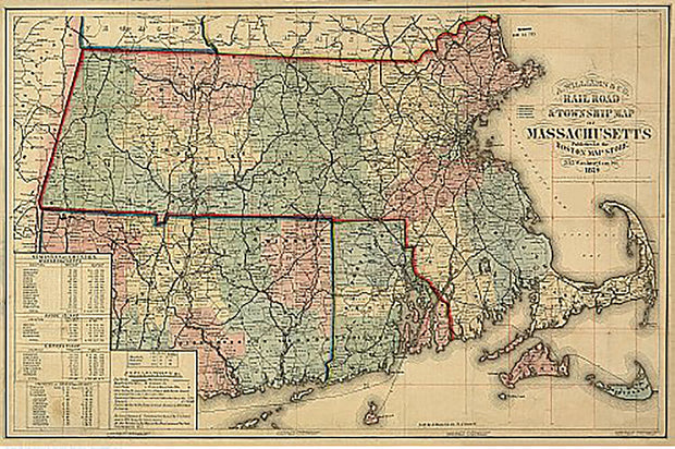 Rail road & township map of Massachusetts, published at the Boston Map Store, 1879