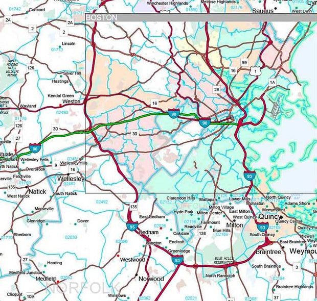 Premium Style Wall Map of Massachusetts by Market Maps