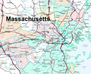 Premium Style Wall Map of Massachusetts by Market Maps