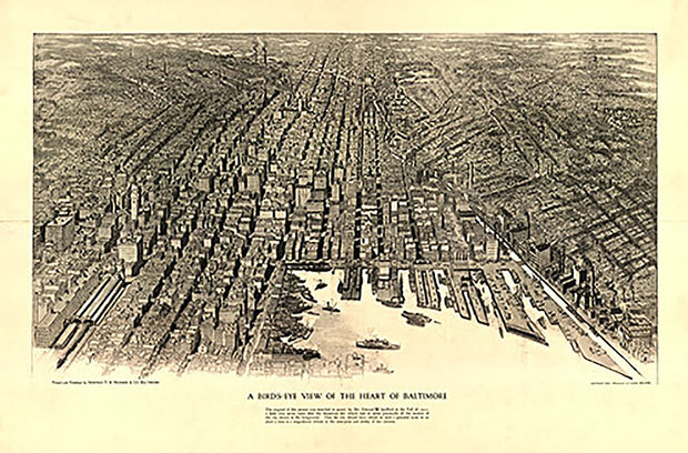 A birds-eye view of the heart of Baltimore, 1912