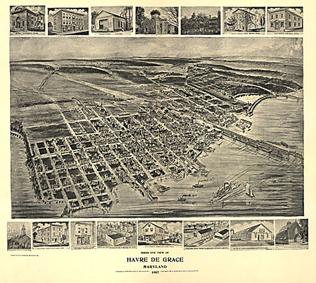 Birds eye view of Havre de Grace, Maryland, 1907