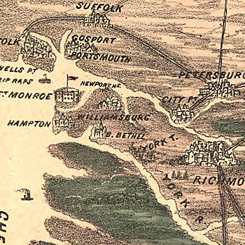 Birds eye view of Maryland and Virginia, 1861