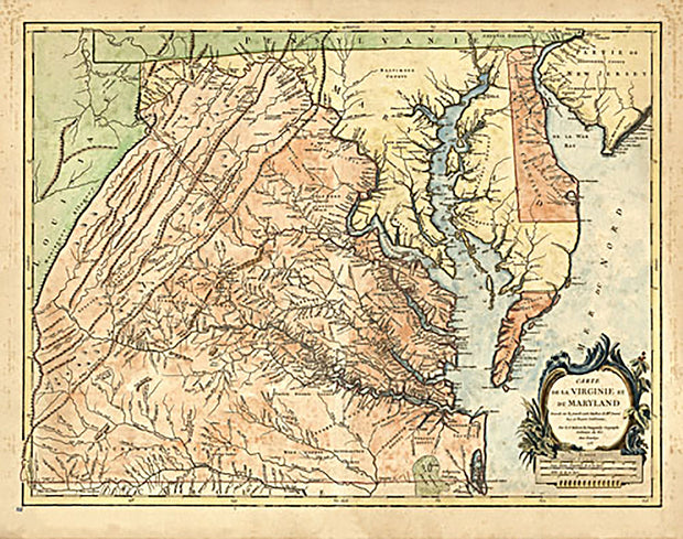 Carte de la Virginie et du Maryland, 1757