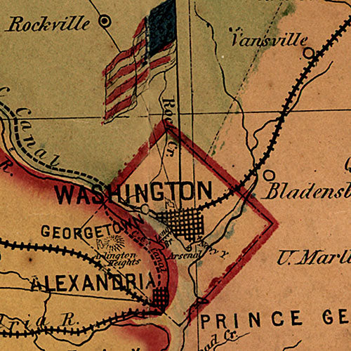 Map of the seat of war exhibiting the surrounding country, 1861