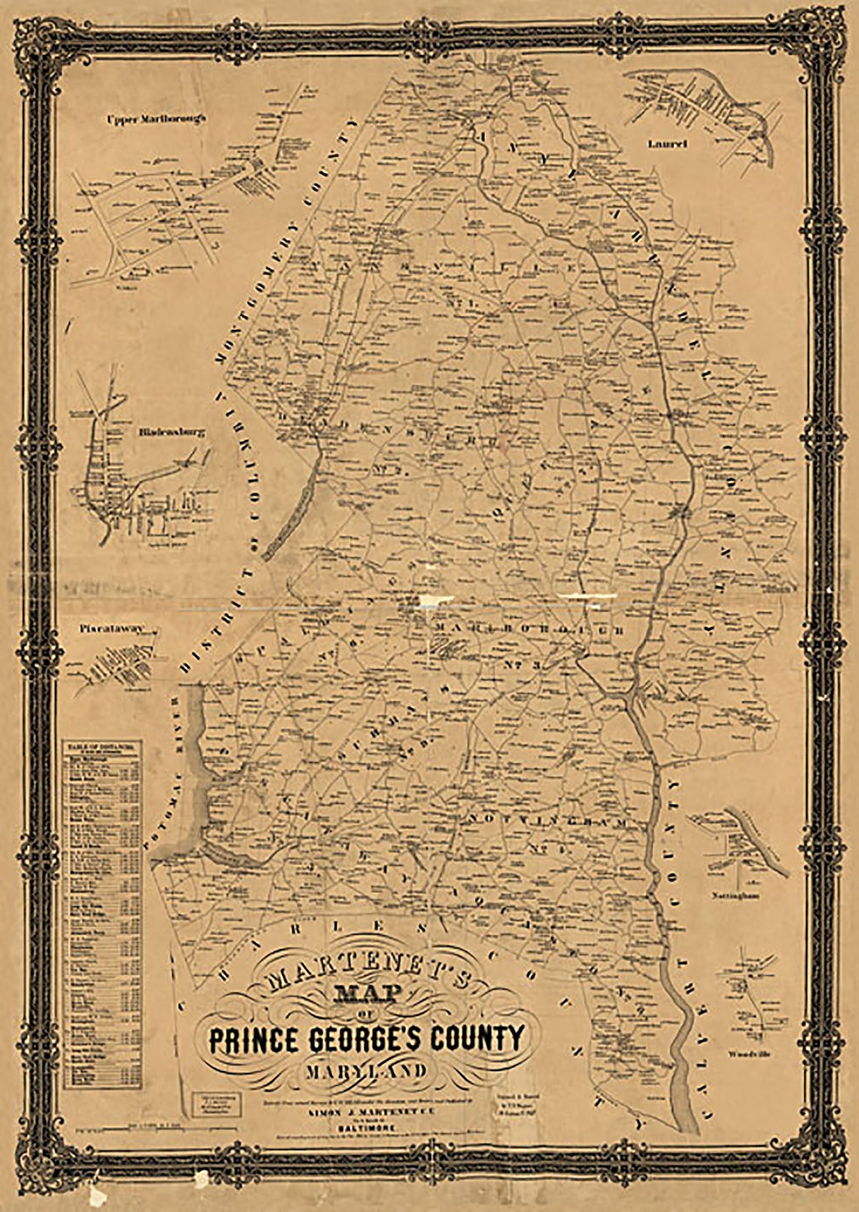Martenet's Map of Prince George's County, Maryland, 1861