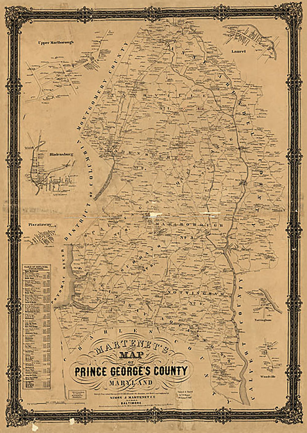 Martenet's Map of Prince George's County, Maryland, 1861