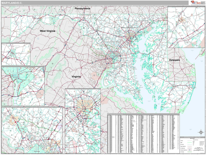 Premium Style Wall Map of Maryland