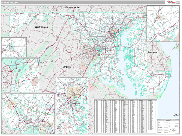 Premium Style Wall Map of Maryland by Market Maps