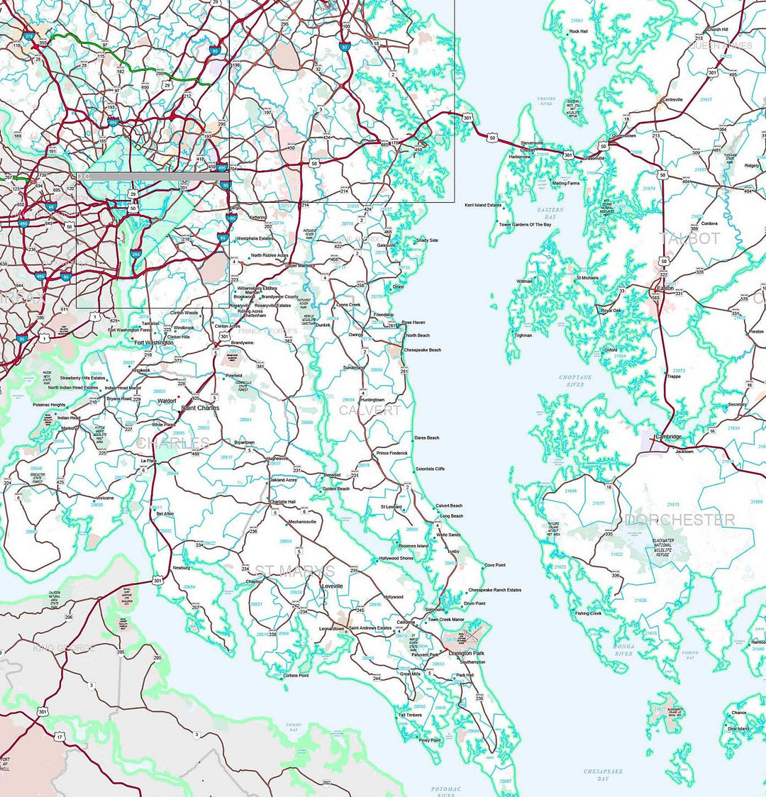 Premium Style Wall Map of Maryland