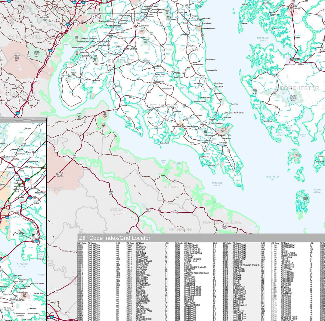 Premium Style Wall Map of Maryland