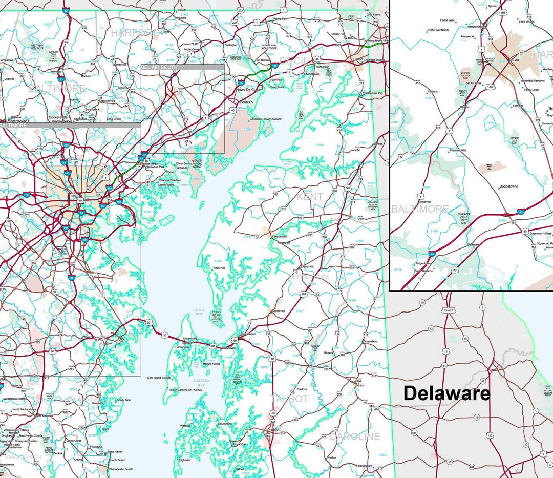 Premium Style Wall Map of Maryland