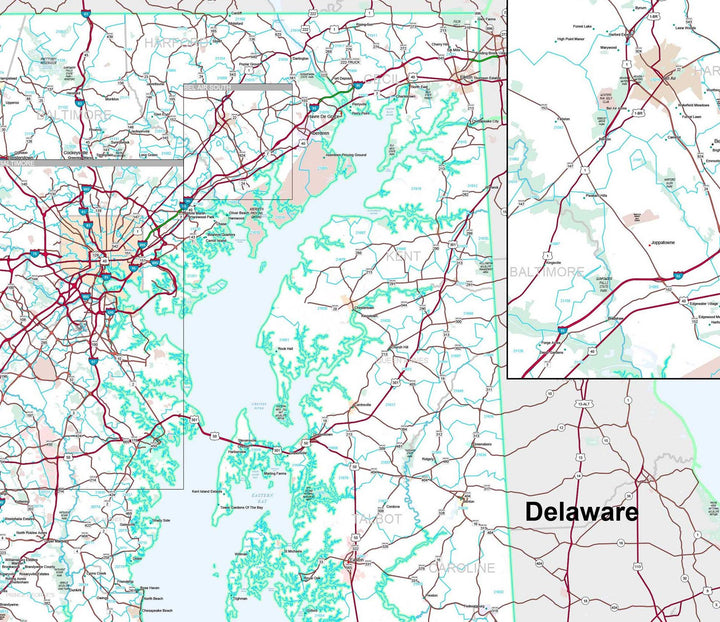 Premium Style Wall Map of Maryland