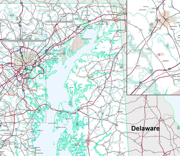 Premium Style Wall Map of Maryland by Market Maps