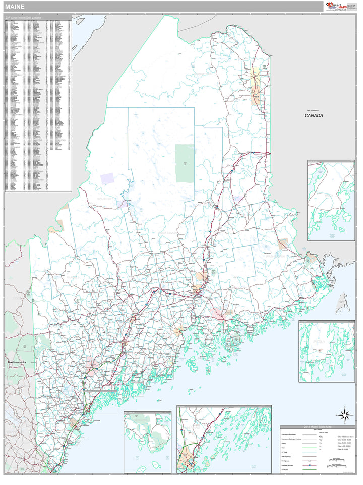 Premium Style Wall Map of Maine