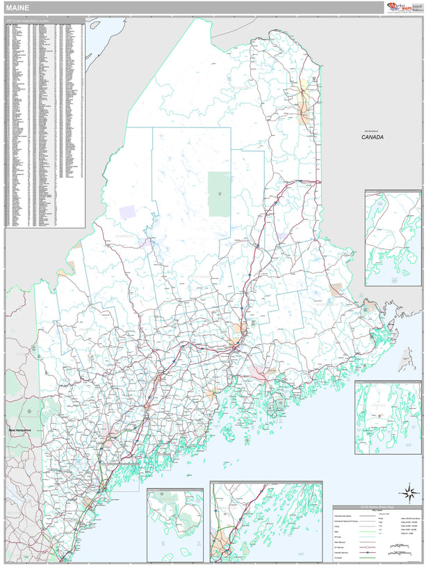 Premium Style Wall Map of Maine by Market Maps