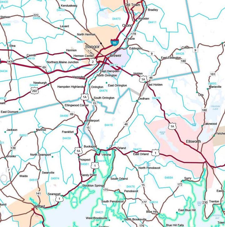 Premium Style Wall Map of Maine