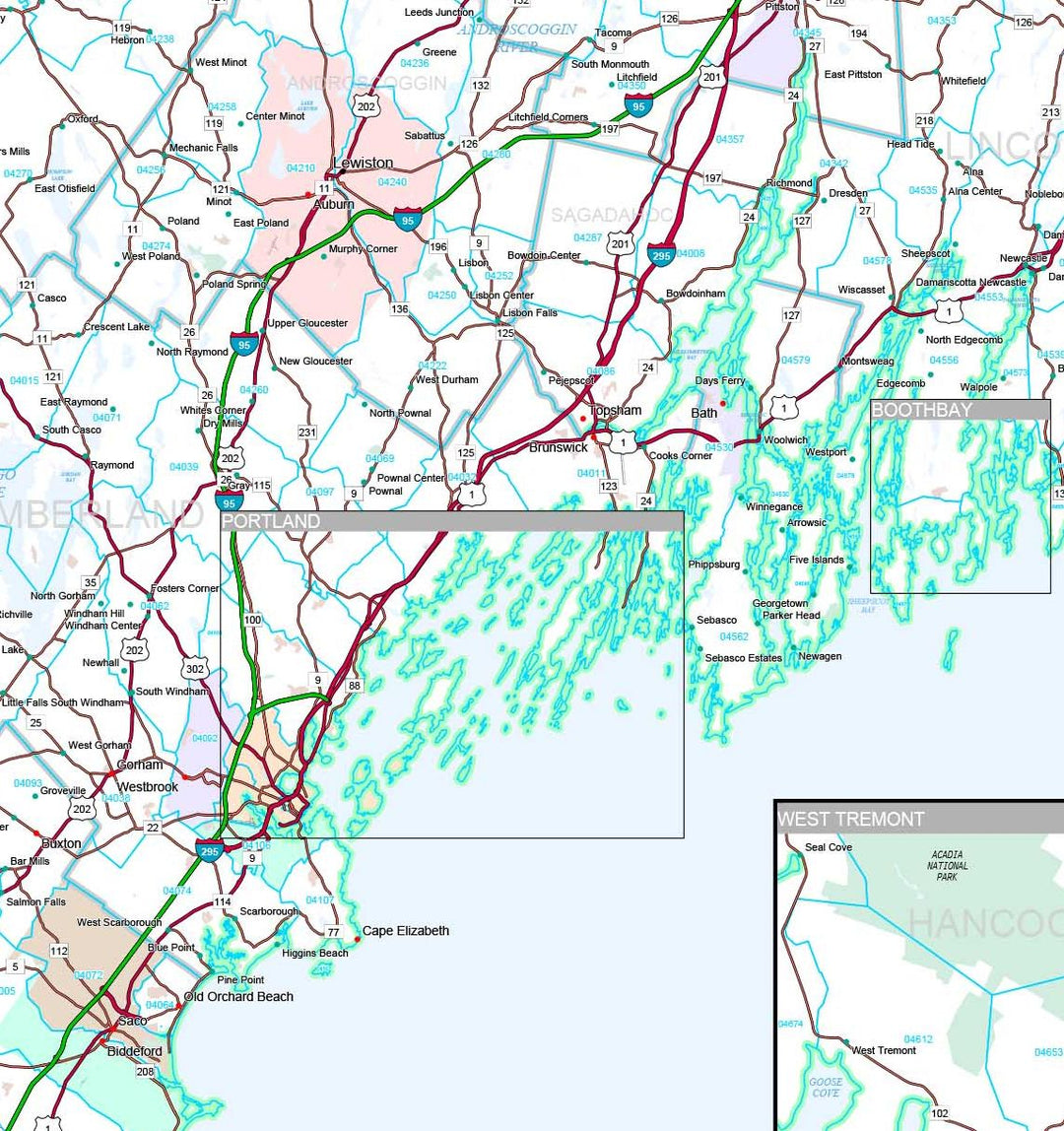 Premium Style Wall Map of Maine