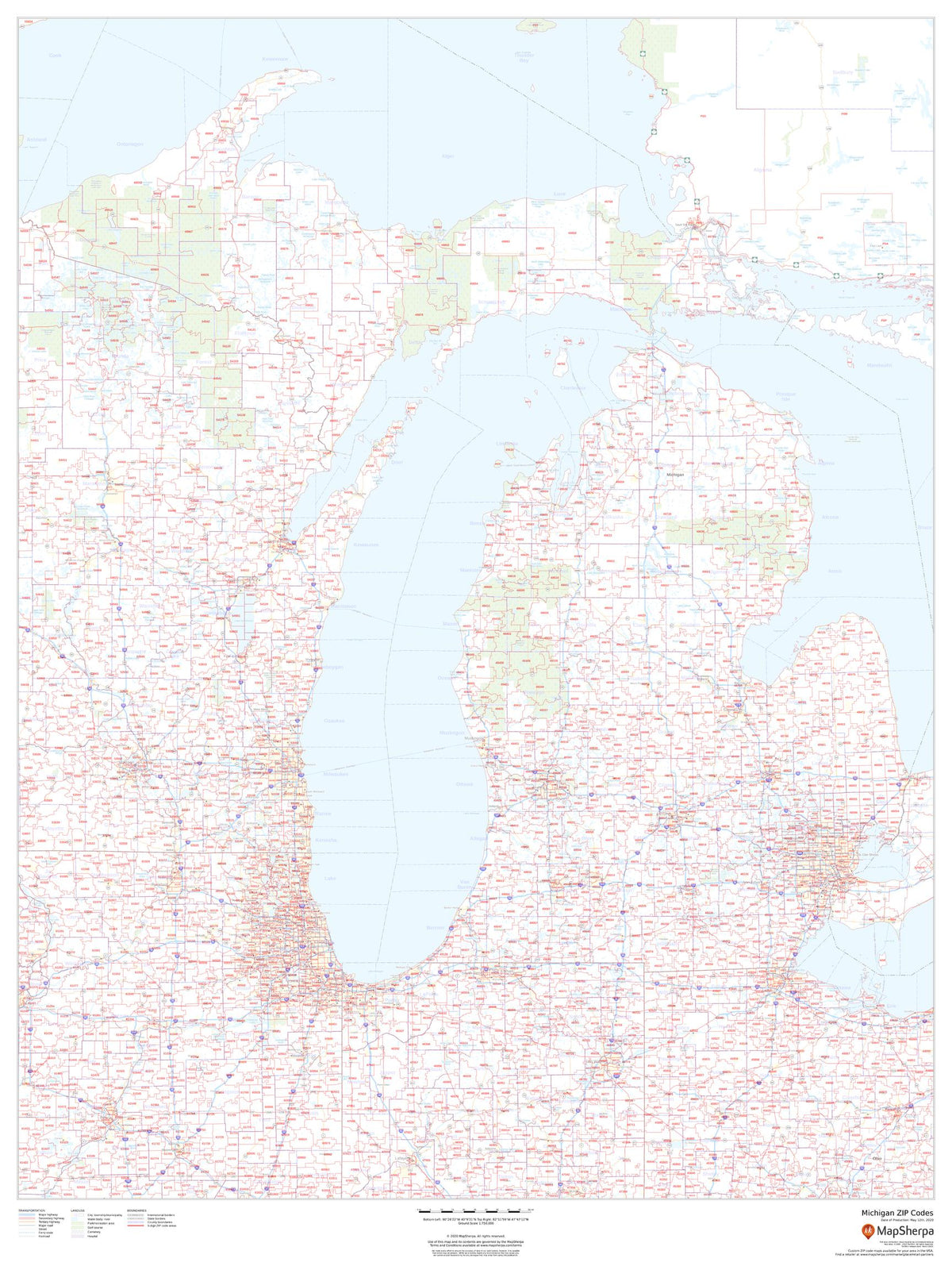 Michigan Zip Code Map – American Map Store
