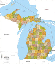 Michigan County Map with Zip Codes