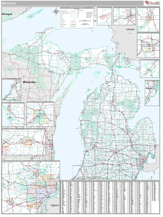 Premium Style Wall Map of Michigan – American Map Store