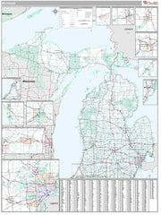 Premium Style Wall Map of Michigan by Market Maps