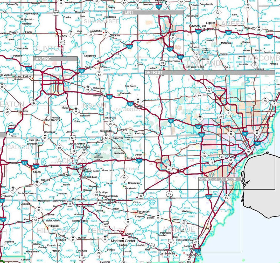 Premium Style Wall Map of Michigan