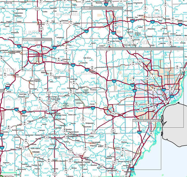 Premium Style Wall Map of Michigan by Market Maps