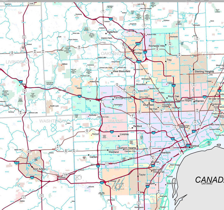 Premium Style Wall Map of Michigan