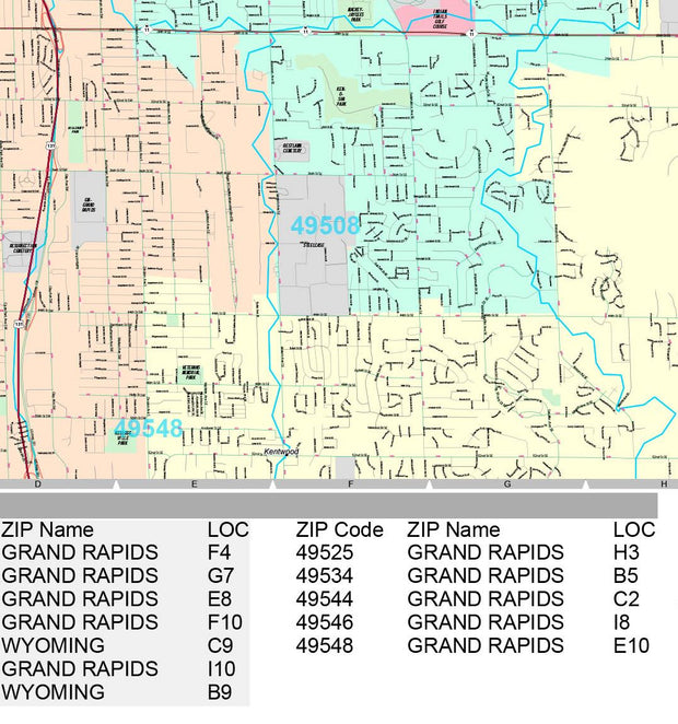 Premium Style Wall Map of Grand Rapids, MI. by Market Maps