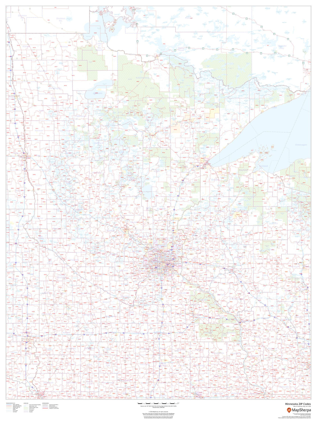 Minnesota Zip Code Number Map Minnesota Zip Code Map – American Map Store