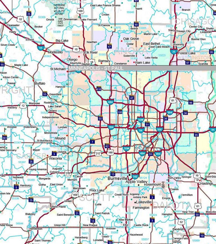 Premium Style Wall Map of Minnesota