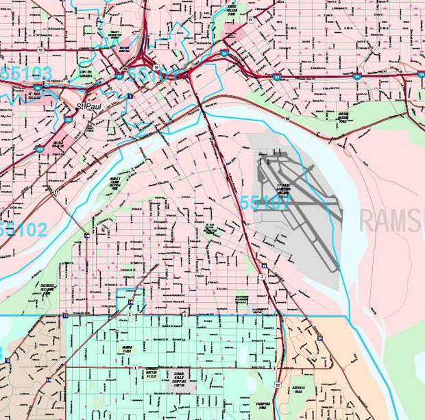 Premium Style Wall Map of St. Paul, MN. by Market Maps