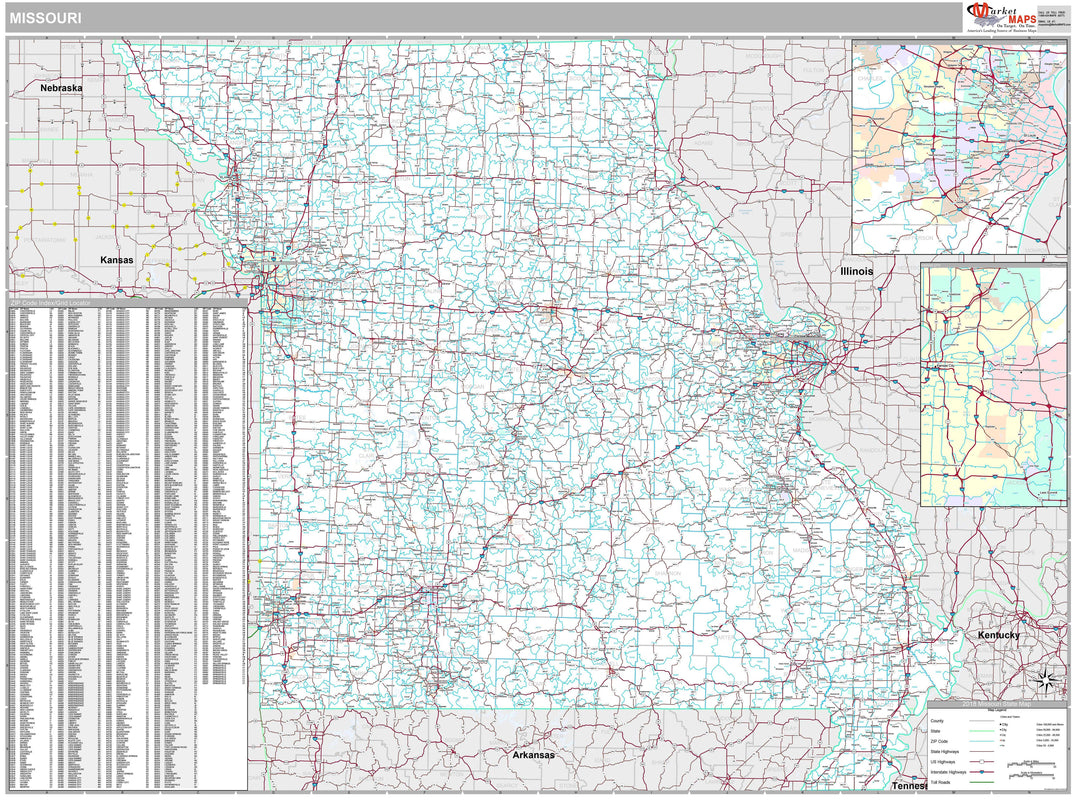Premium Style Wall Map of Missouri