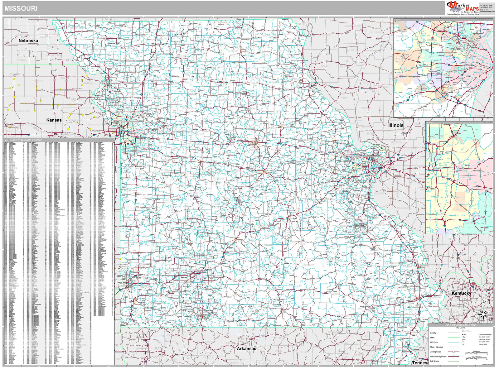 Premium Style Wall Map of Missouri
