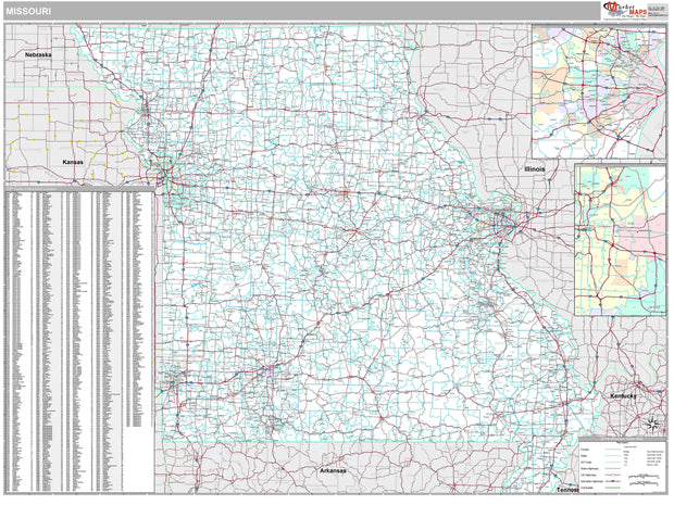 Premium Style Wall Map of Missouri by Market Maps