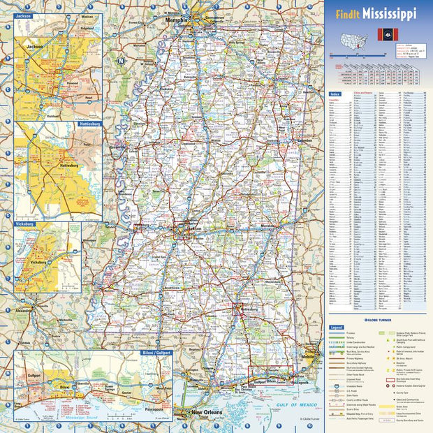 Mississippi Wall Map by Globe Turner