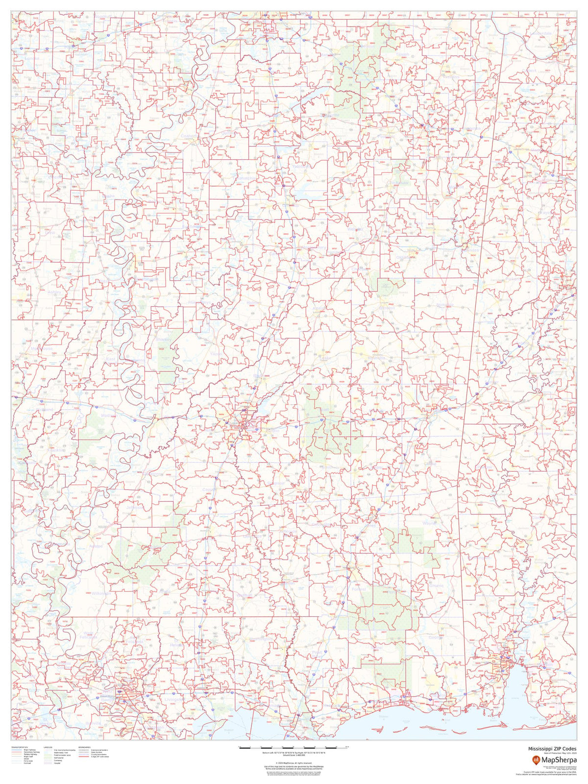 Mississippi Zip Code Map – American Map Store