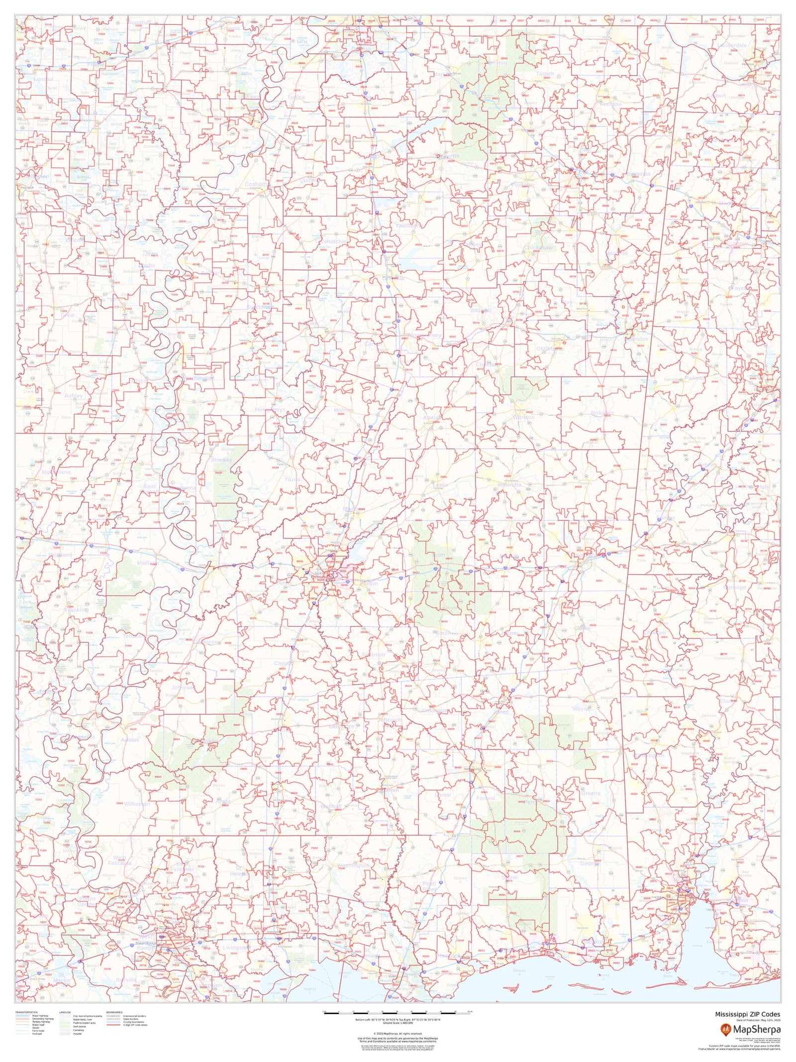 Mississippi Zip Code Map