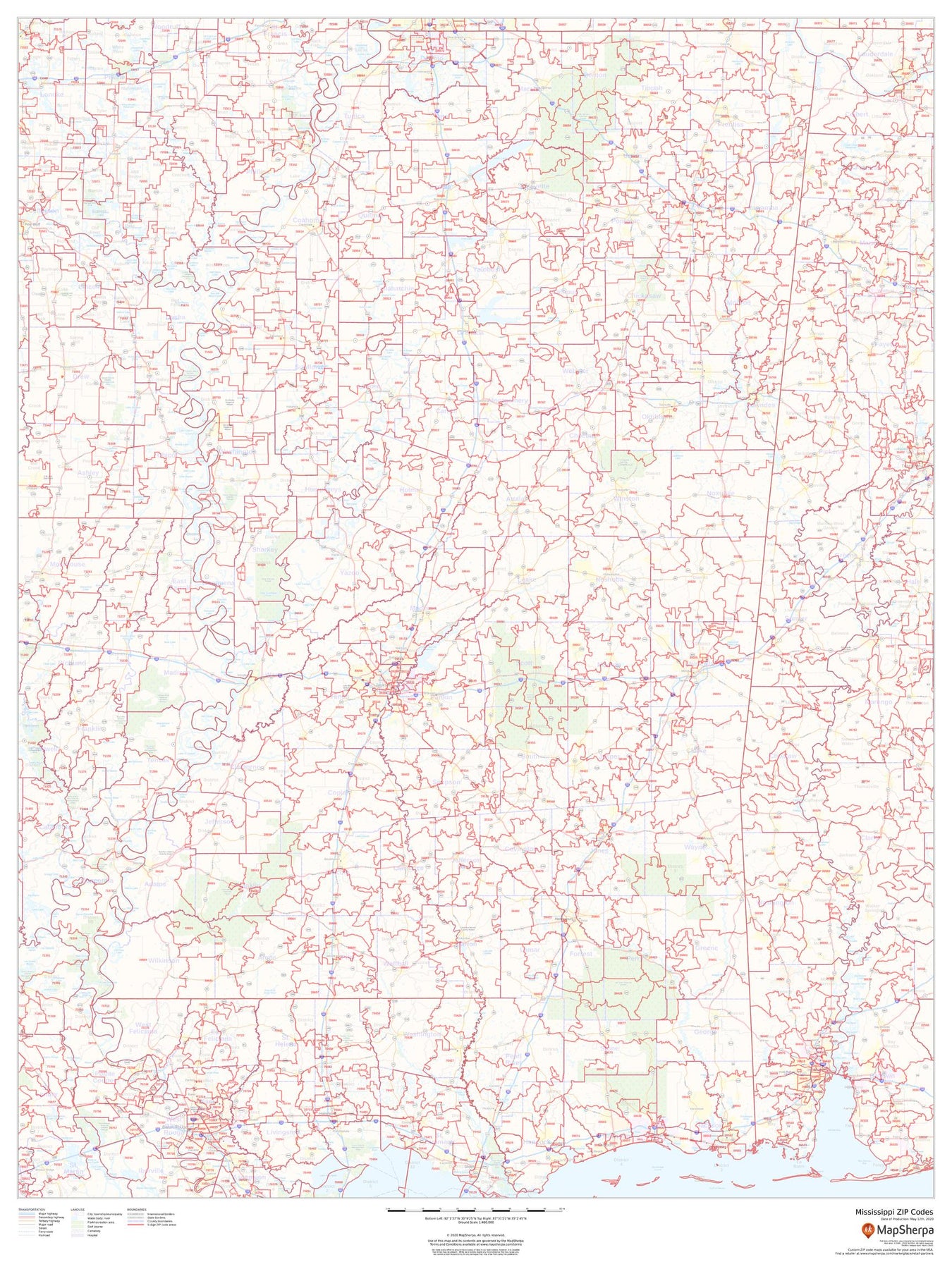Mississippi Zip Code Map Madison County, MS ZIP Code Maps