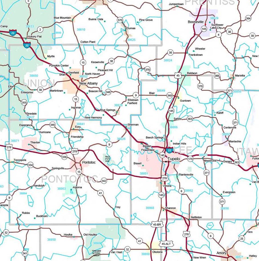 Premium Style Wall Map of Mississippi