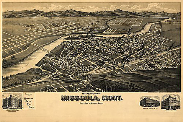 Perspective map of Missoula, Montana by American Publishing Co., 1891
