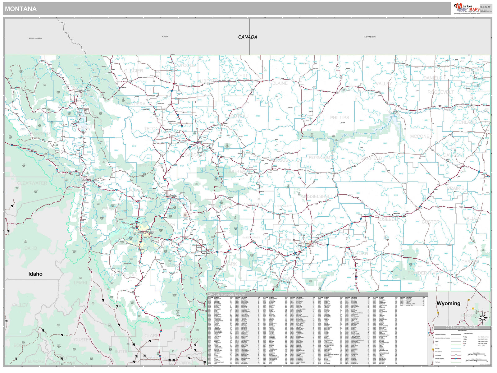 Premium Style Wall Map of Montana