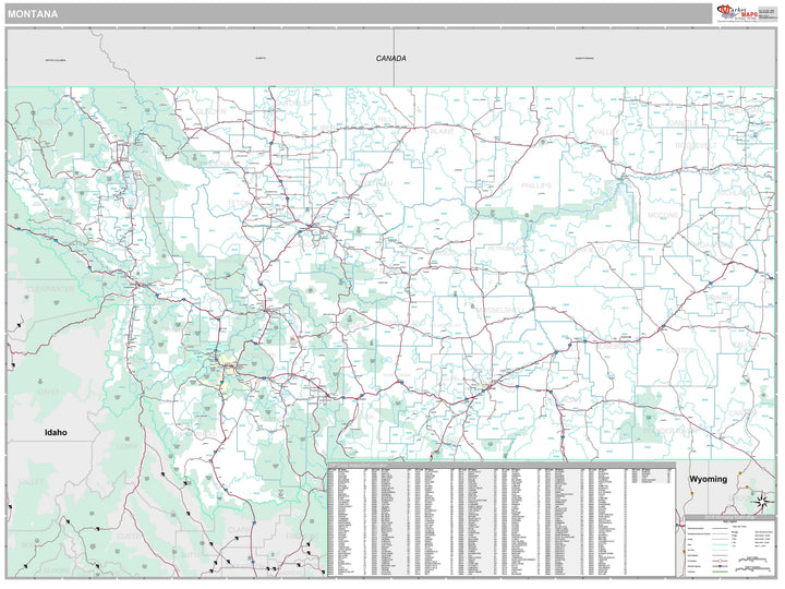 Premium Style Wall Map of Montana