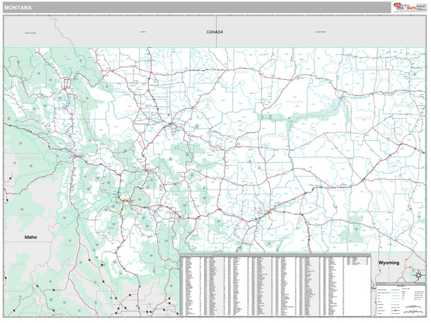 Premium Style Wall Map of Montana by Market Maps