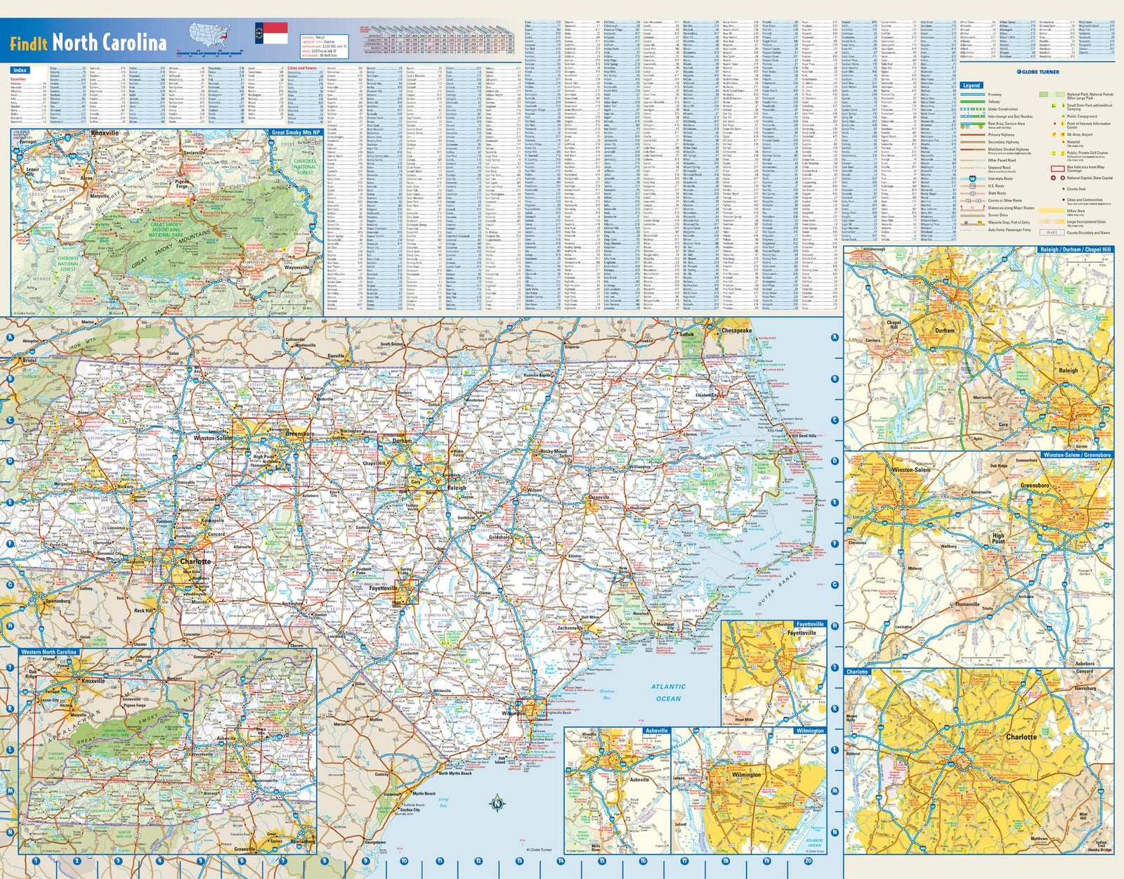 North Carolina Wall Map by Globe Turner