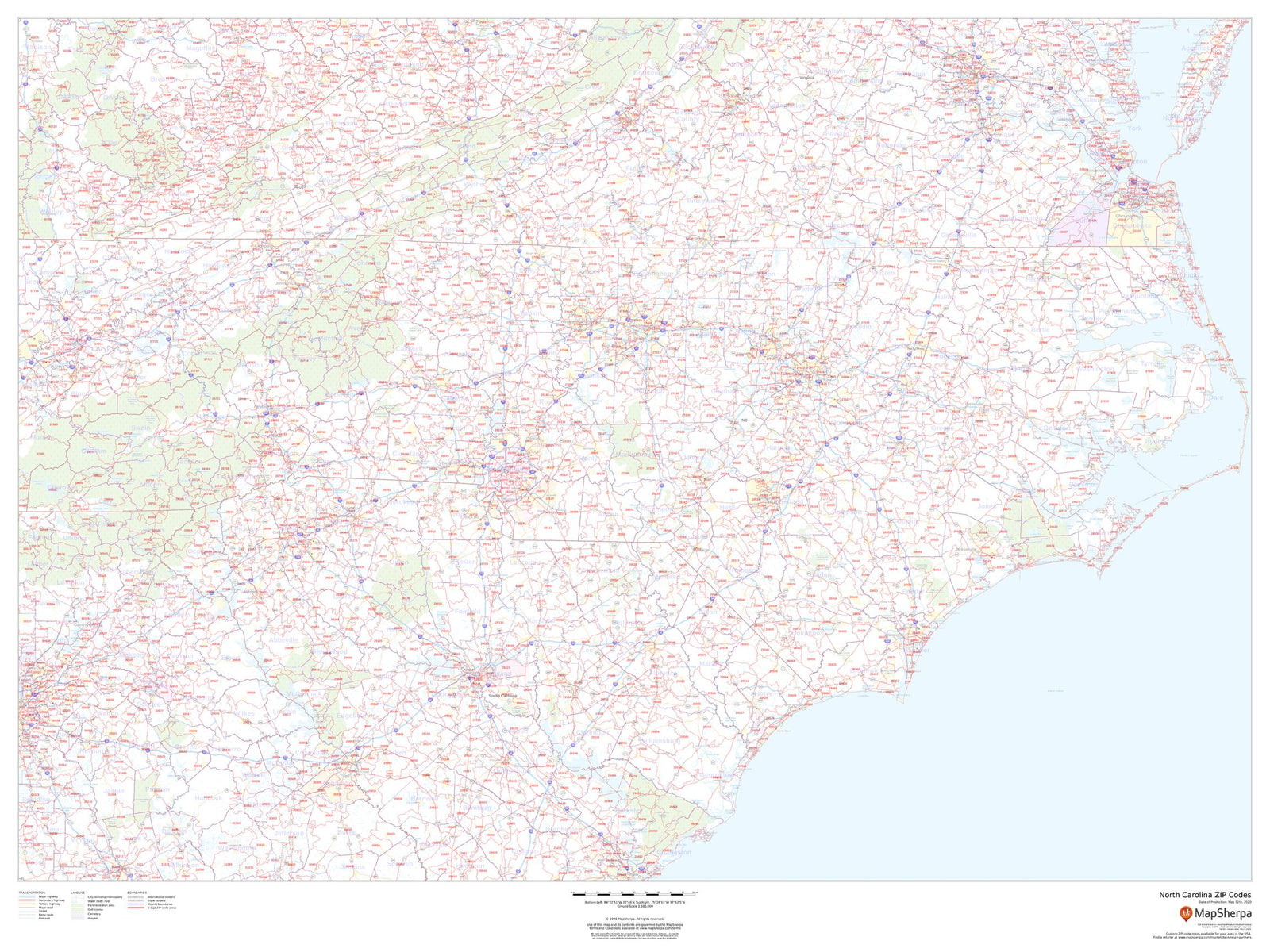 North Carolina Zip Code Map