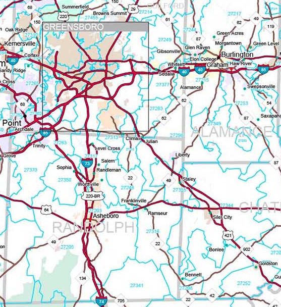 Premium Style Wall Map of North Carolina