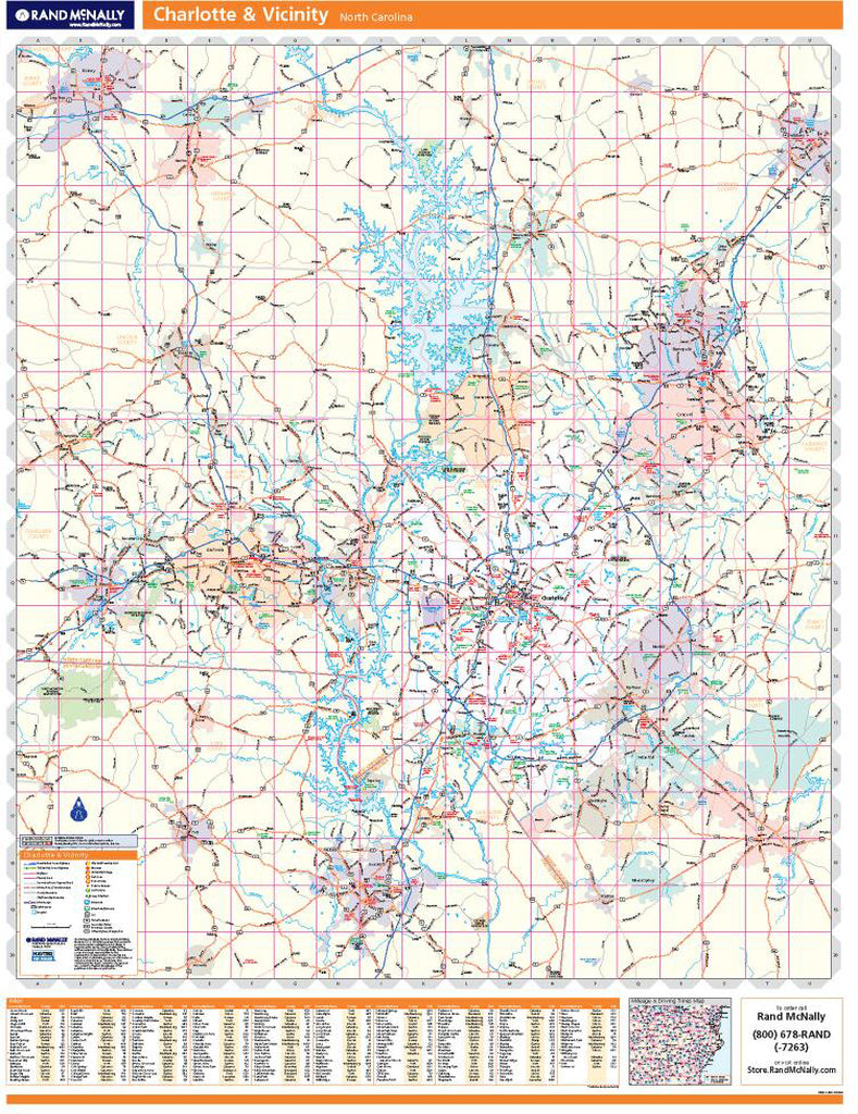 Charlotte &amp; Vicinity Wall Map by Rand McNally