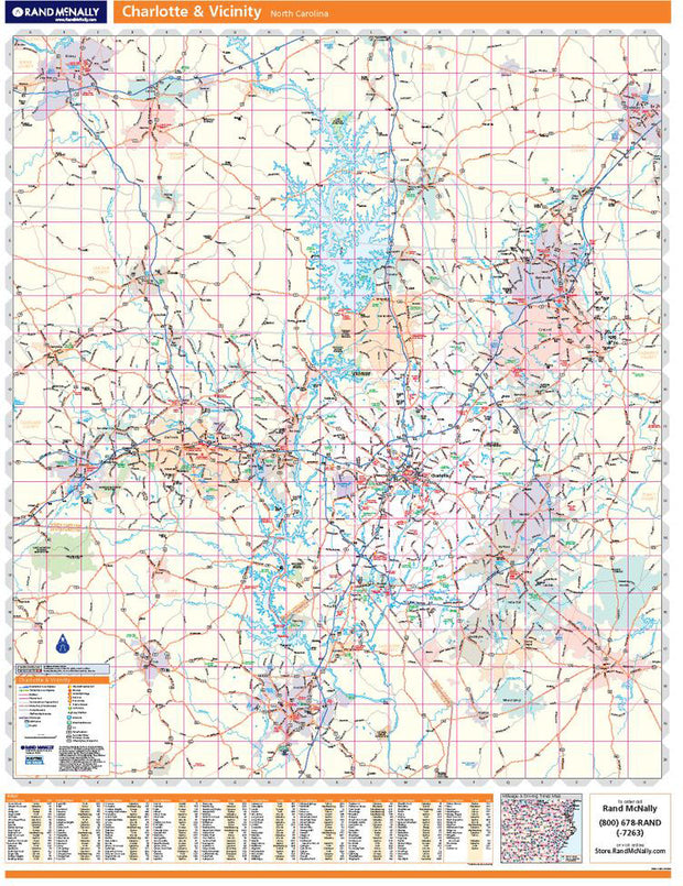 Charlotte & Vicinity Wall Map by Rand McNally